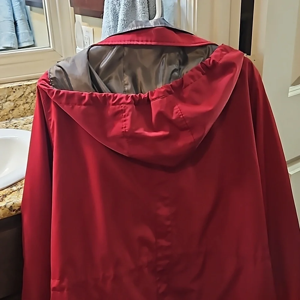 Miss Gallery Red Full Zip & Lined Coat Jacket  w Hood Womens Size 2xl - Picture 5 of 6